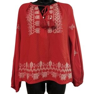 NWT Knox Rose | Red Peasant Blouse | S